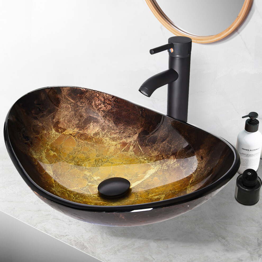 (Gold & Boat Shape) Bathroom Sink Basin Countertop Wash Bowl Basin UK