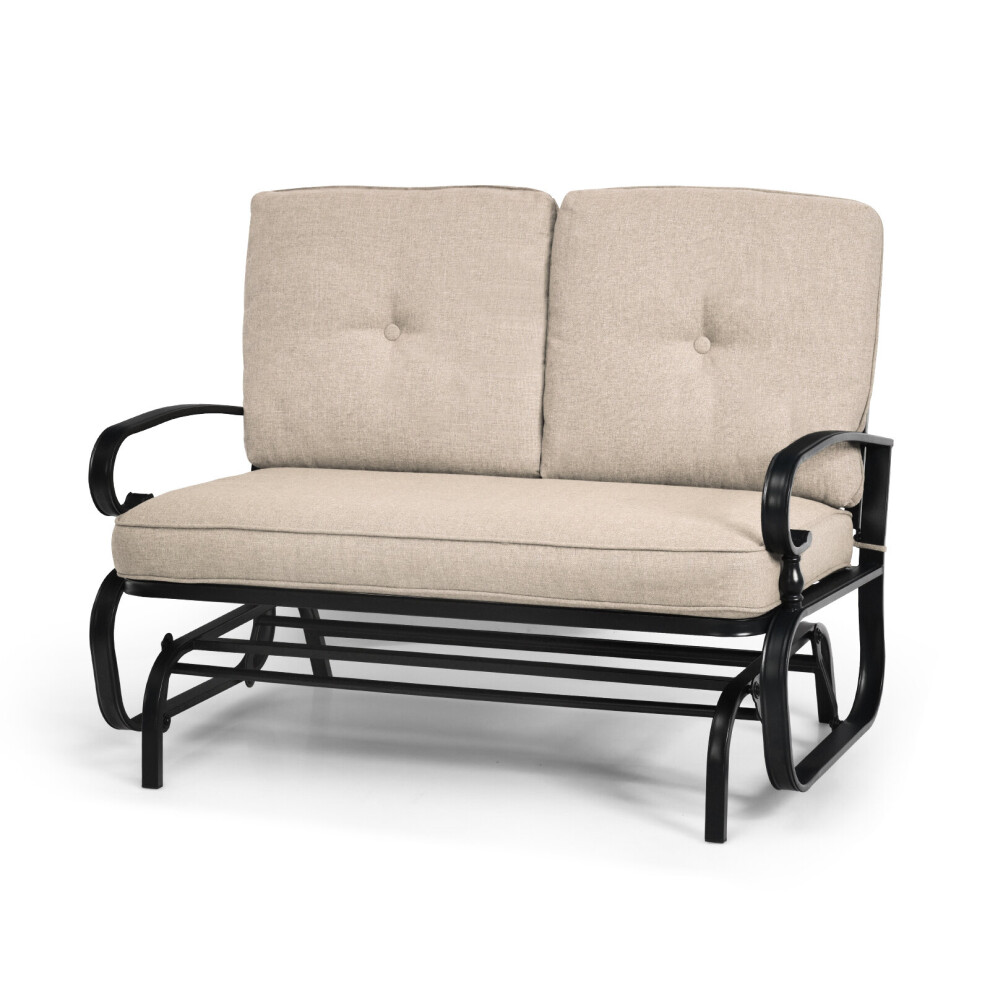 2 Seats Outdoor Swing Glider Chair Patio Loveseat Glider Rocking Bench-image-OPC-PBQ6GXX-NEW