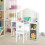 Casart 2-in-1 Kid Vanity Table Set Dressing Table w/ Mirror Makeup Table Set 3