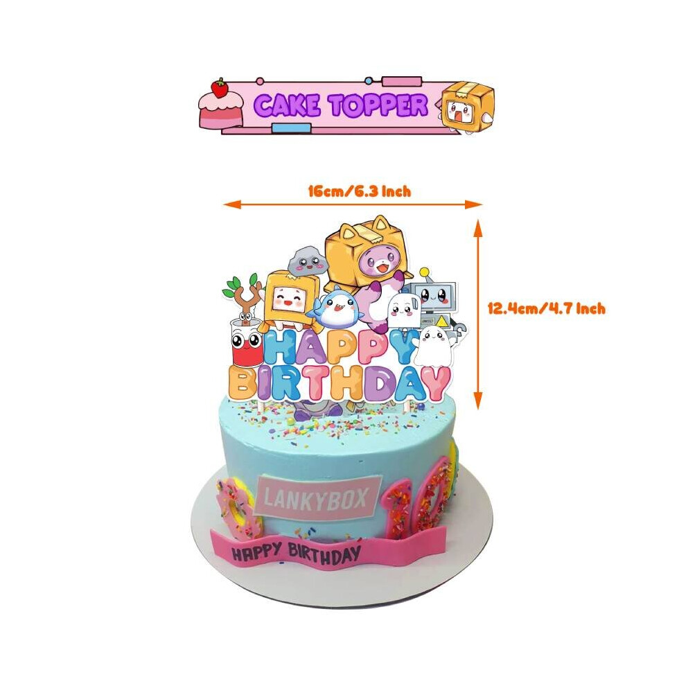 (Big Topper) Lankybox Cartoon Kids Birthday Party Supplies Decoration Balloon Cake Topper Set
