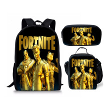 (Gold) Bag School 3pcs Backpack Lunch Box And Pencil Bag Suitable Teenager For