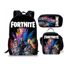 (Grey) Bag School 3pcs Backpack Lunch Box And Pencil Bag Suitable Teenager For