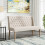Living And Home Beige Linen Upholstered Tufted Dining Bench 1