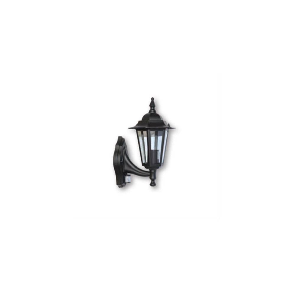 Deta L2843B Coach Lantern With PIR - 6 Panel (Black)