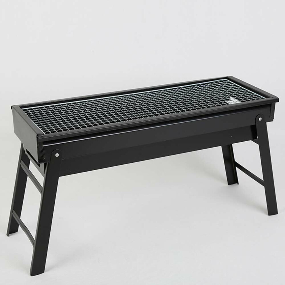 Large Bbq Steel Charcoal Barbecue Grill Collapsible Pullable Portable Outdoor Picnic Cooking Stove - Size L Black