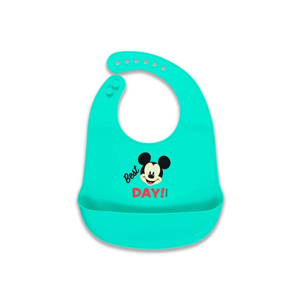 Disney Mickey Mouse Super Soft, Easy Clean Silicone Bib For 6+ Months Baby, Green, Pack of 1's