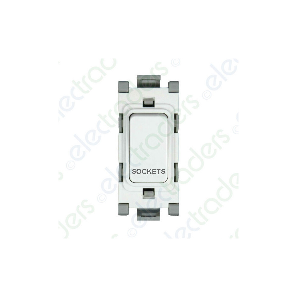 Deta G3514/Skt Grid Switch 20 Amp Double Pole Marked 'Sockets' (White) 5051140623029