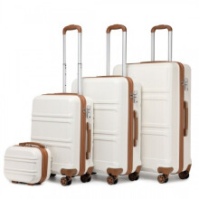 (Cream, 12/20/24/28-inch) ABS Hard Shell Luggage Suitcase Set Travel Trolley Case