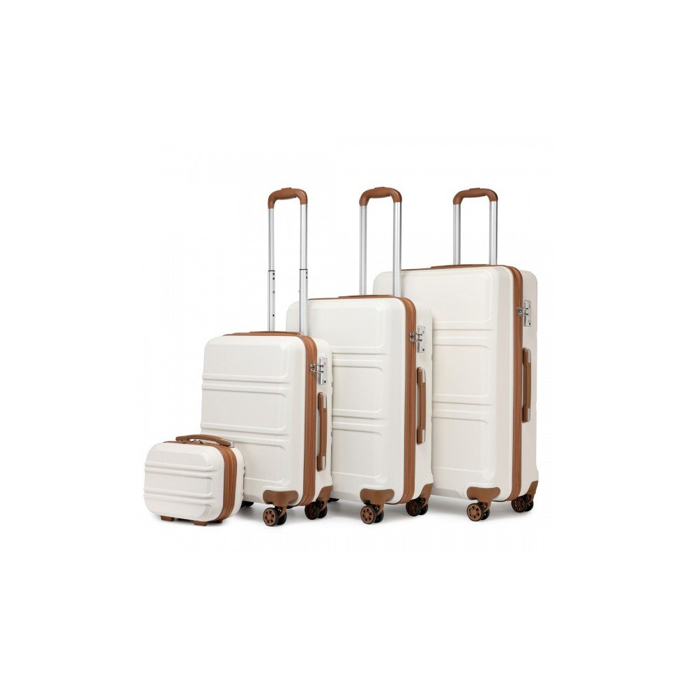 (Cream, 12/20/24/28-Inch) Abs Hard Shell Luggage Suitcase Set Travel Trolley Case White,Cream