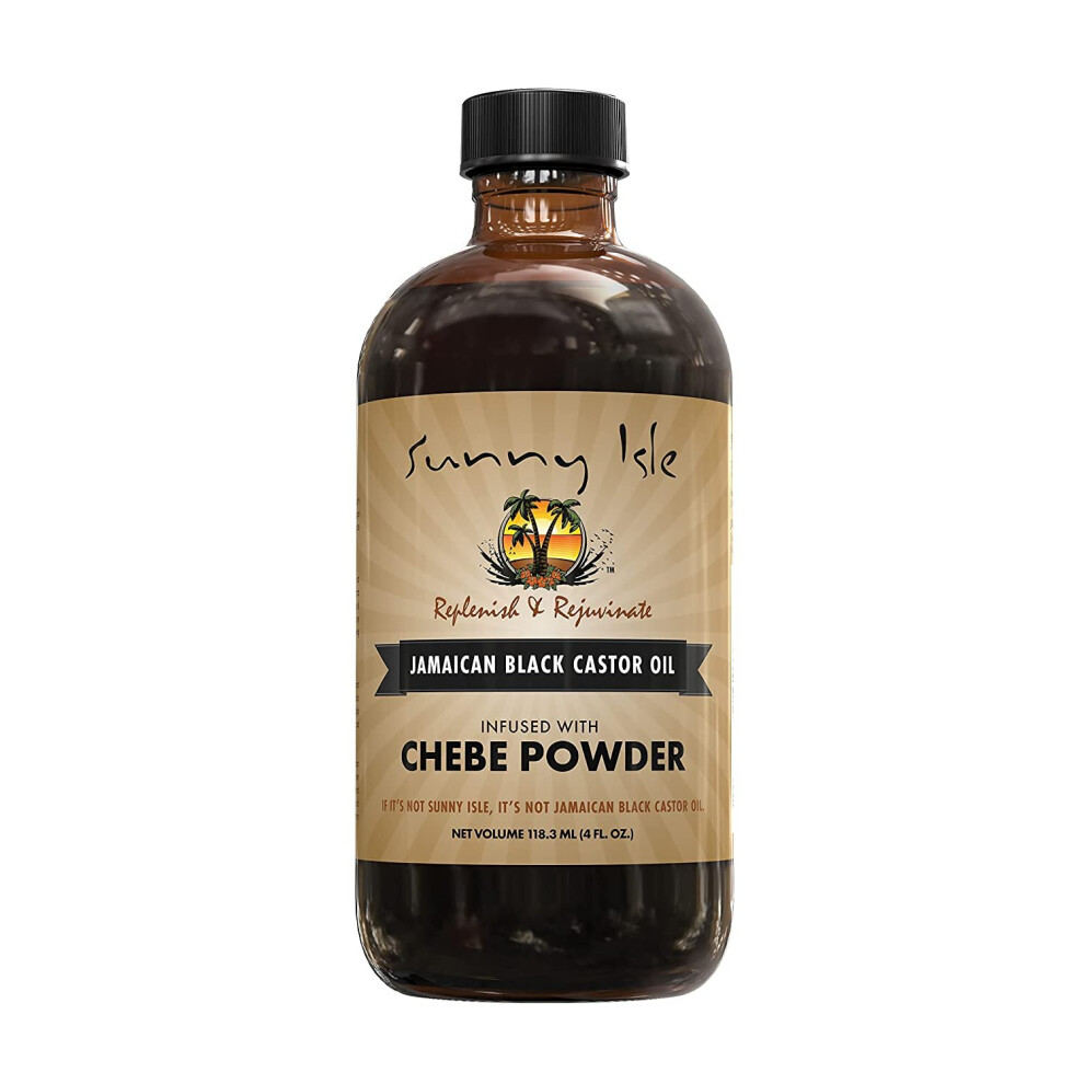 Sunny Isle Black Jamaican Castor Oil Infused With Chebe Powder 4 Fl.oz