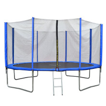 (10ft, Blue) EVRE Outdoor Trampoline with Zip Enclosure Net Padded Spring Cover and Ladder