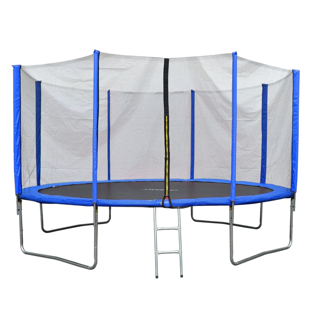 Evre (12Ft, ) Outdoor Trampoline With Zip Enclosure Net Padded Spring Cover And Ladder Blue