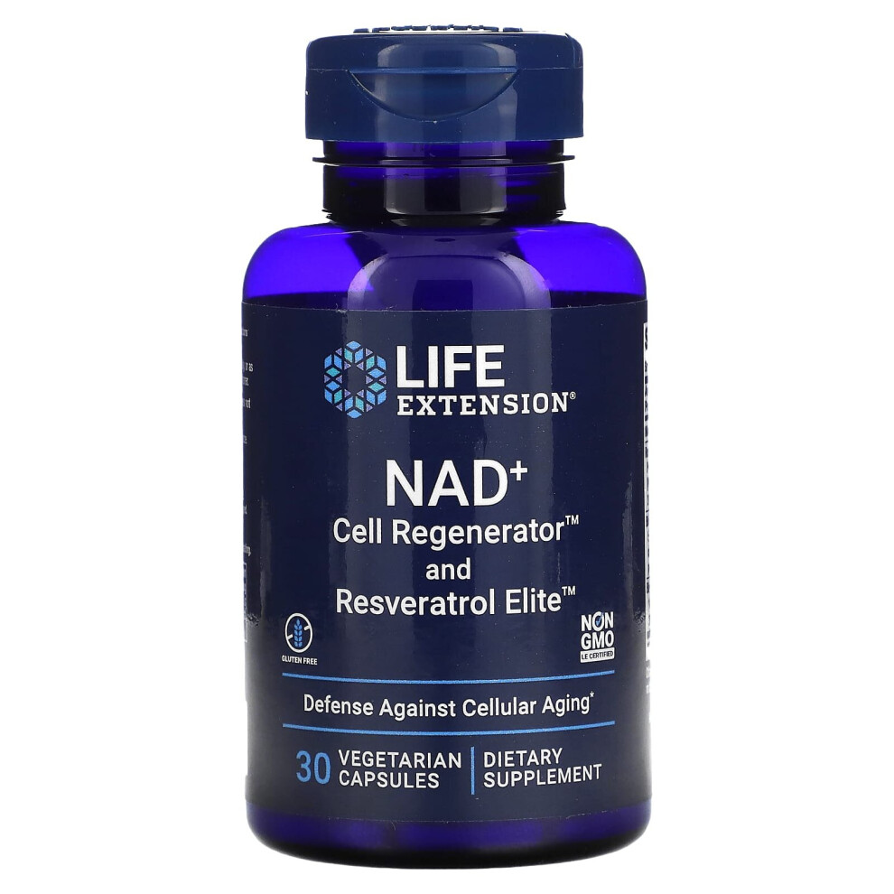 Life Extension , Nad+ Cell Regenerator And Resveratrol Elite, 30 Vegetarian Capsules