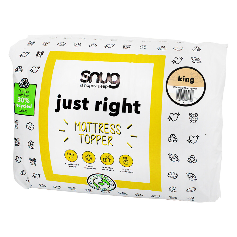 Snug (King Size) Luxury Double King Bed Mattress Topper Protector Deep Sleep Hypo Allergenic White