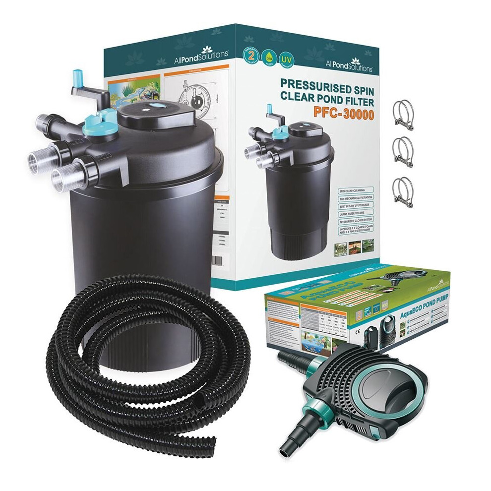 AllPondSolutions 30000L Pressurised Pond Filter PFC-30000-KIT 14000L/H Pump