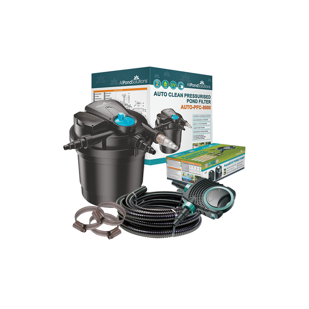 Allpondsolutions 8000L Pressurised Pond Filter Kit Auto-Pfc-8000-Kit