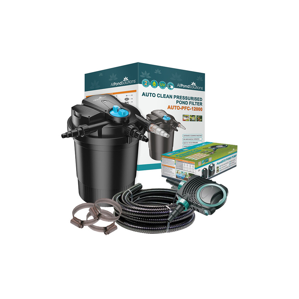 AllPondSolutions 12000L Pressurised Pond Filter Kit AUTO-PFC-12000-KIT