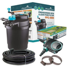 AllPondSolutions PFC-5000-KIT 5000L Pressurised Pond Filter Kit with AquaECO 3000 Pump, Built-in UV and Easy-Clean Head