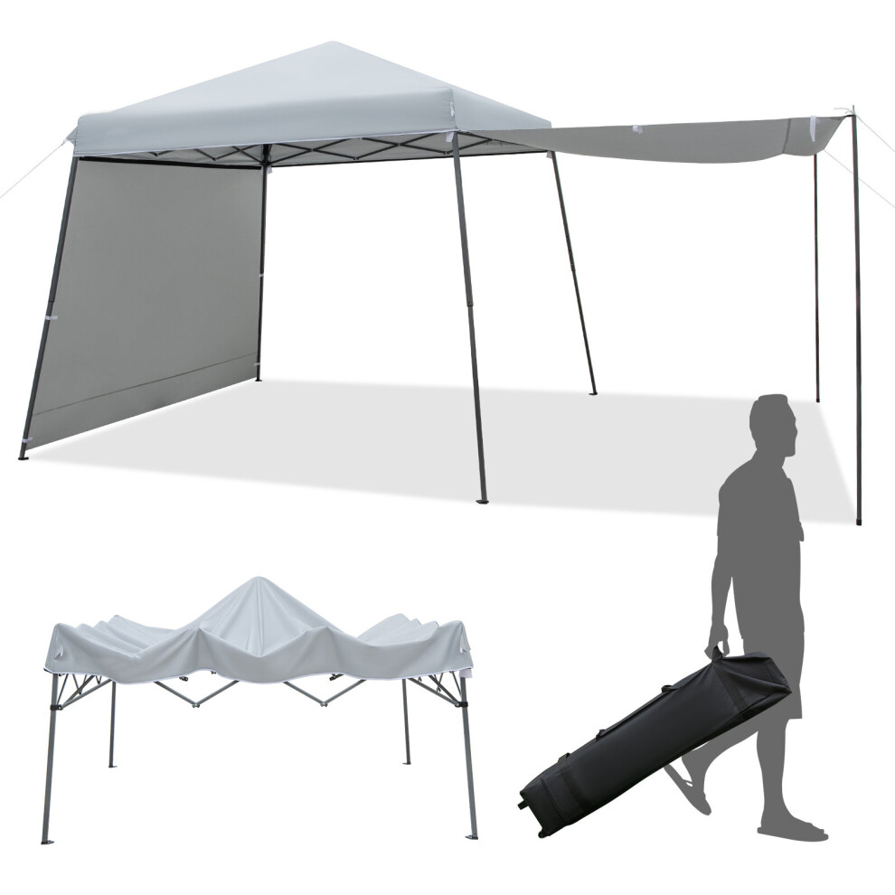 3 X 3M Pop up Gazebo Height Adjustable Canopy Tent W/Legs 2 Side Walls