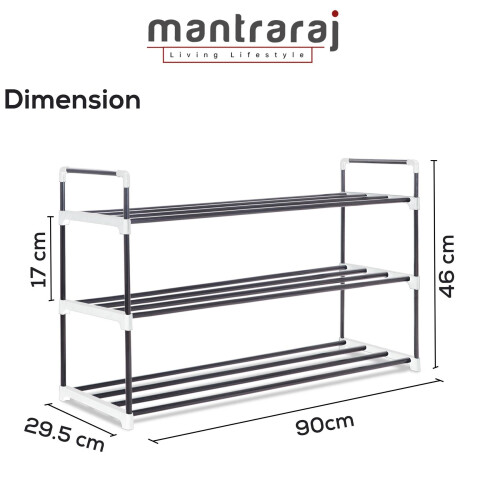 3 Tier Heavy Duty Metal Shoe Rack Quick Assembly No Tools Required Shoe Storage (Grey) 2