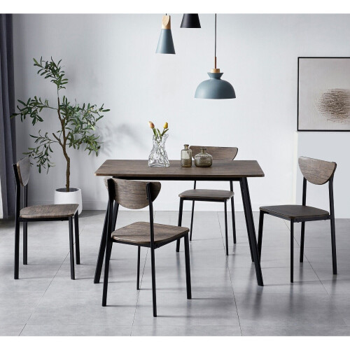MCC Dining Table and Chairs Set Metal Wood Effect Table Dining Set 4 Chairs Blake