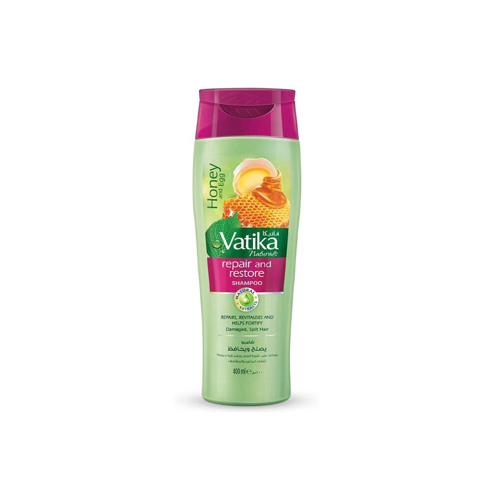 Dabur Vatika Naturals Repair And Restore Shampoo With Egg And Honey For Damaged Hair And Split-Ends 400ml