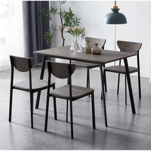 MCC Dining Table and Chairs Set Metal Wood Effect Table Dining Set 4 Chairs Blake 1