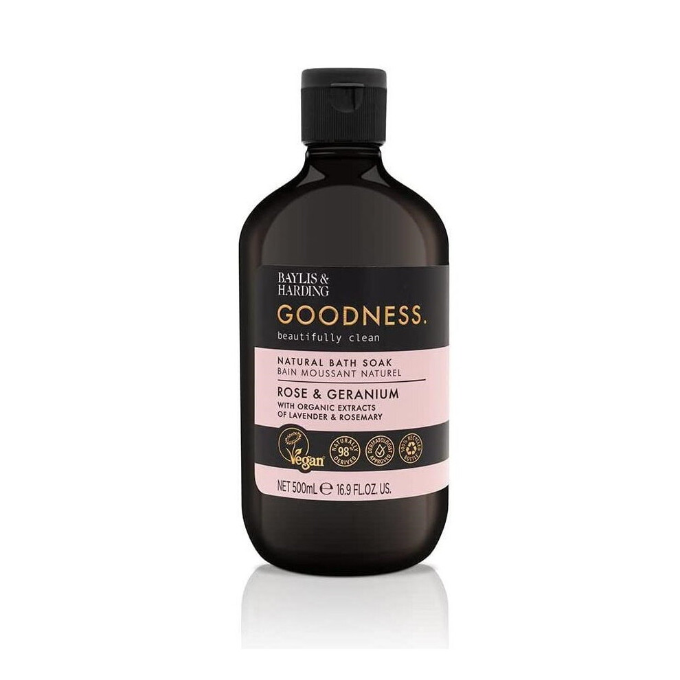 Vegan Luxury Bath Soak Body Wash Rose & Geranium Organic Baylis & Harding