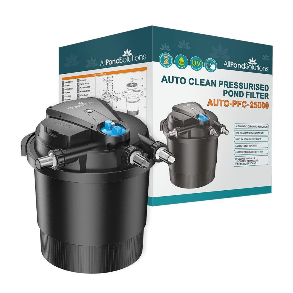 AllPondSolutions Auto Cleaning Pressurised Pond Filter AUTO-PFC-25000