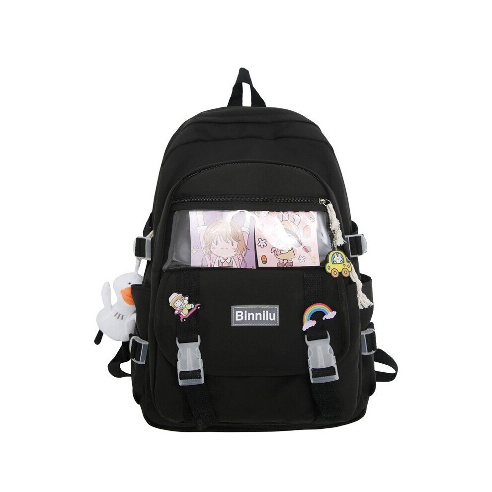 (black-With pendant(Random)) Backpacks for Women College Style School Bookbag Casual Female Travel Rucksack Student Large Capacity Bagpack-image-OPC-PBQ6Z77-NEW