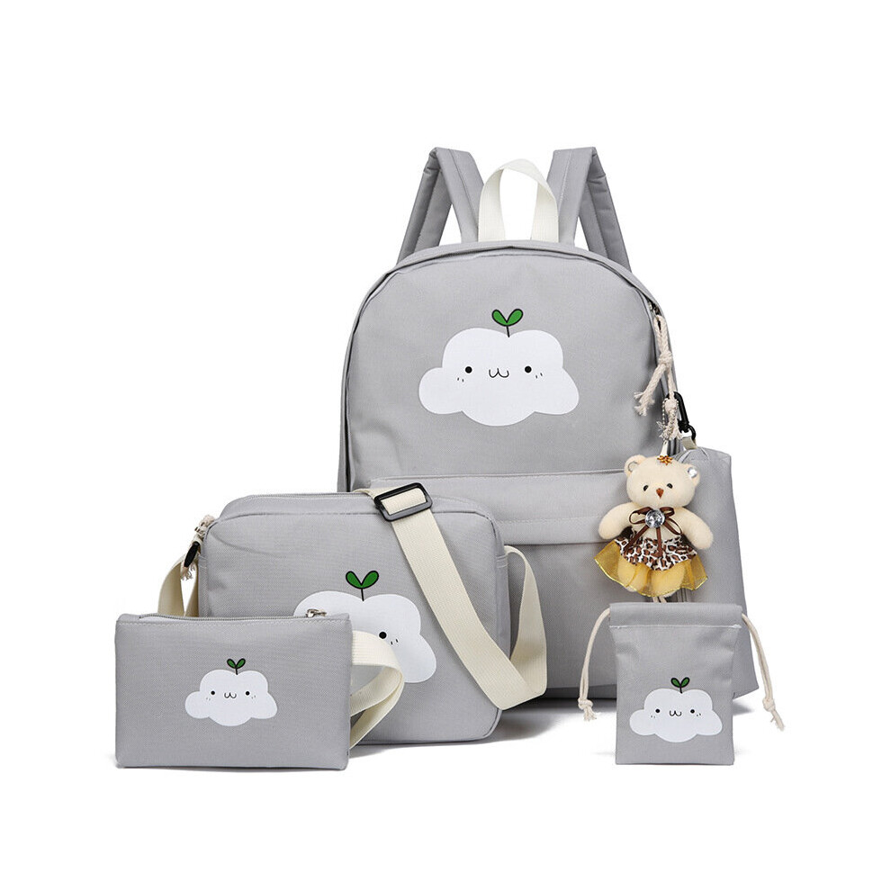 Women Canvas 5Pcs/set School Backpacks College Schoolbag Plecak for Teenager Girls Rucksack Moclila Shoulder Bag-image-OPC-PBQ75SP-NEW