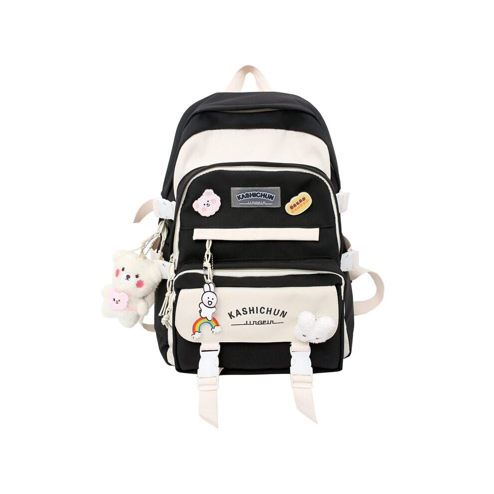 (Black-Only Backpack) Girl Student School Bag Multi-Pocket Large-Capacity Outdoor Leisure Waterproof Nylon Women's Backpack-image-OPC-PBQ76PD-NEW