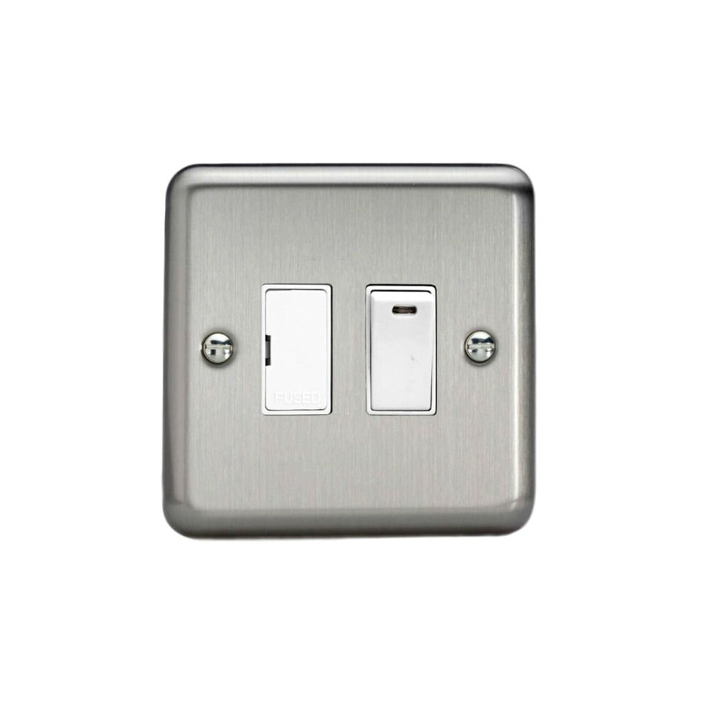 Varilight 1-Gang 13A Switched Fused Spur With Neon Matt Chrome Xs6nw 5021575830545