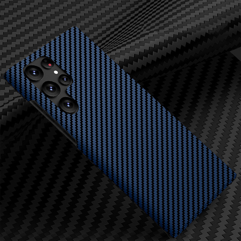 (For S22 Ultra, ) Carbon Fiber Case For Samsung Galaxy S23 Ultra/S23 Plus/S23 Wireless Charging Pc Cover Blue 4537366543880