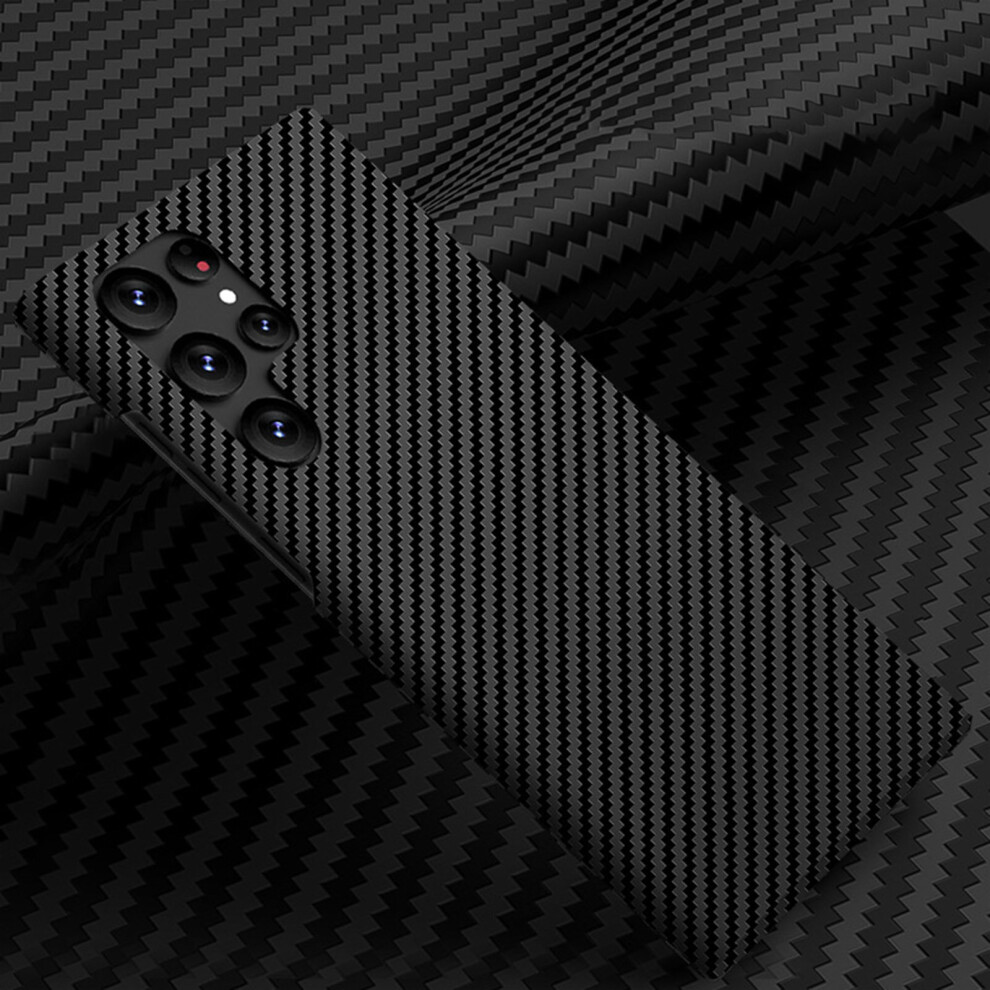 (For S22 Ultra, ) Carbon Fiber Case For Samsung Galaxy S23 Ultra/S23 Plus/S23 Wireless Charging Pc Cover Black 4537366543897