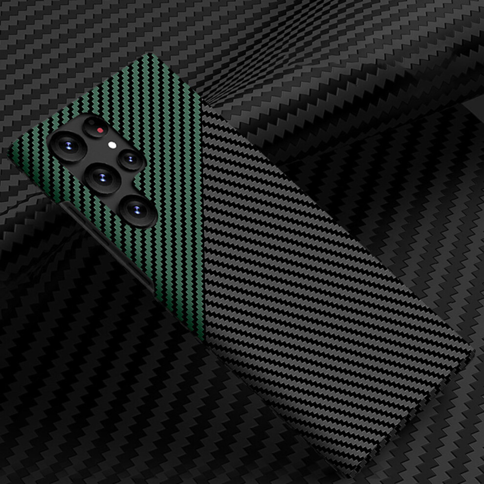 (For S22 Plus, Black Green) Carbon Fiber Case For Samsung Galaxy S23 Ultra/S23 Plus/S23 Wireless Charging Pc Cover Green,Black 4537366543903