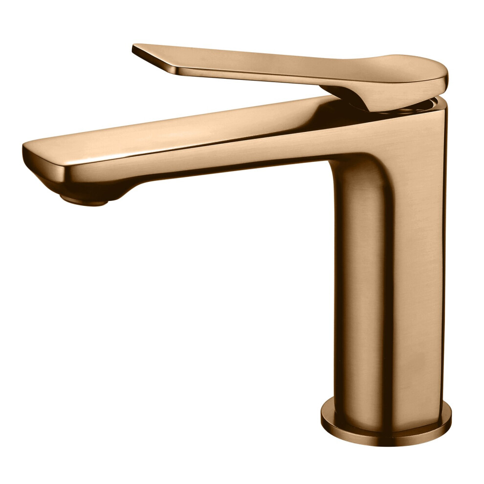 Brushed Copper Bathroom Sink Tap Basin Standing Faucet Mixer Single Lever 5907798721139