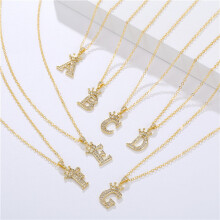 (Camel) Flower Fairy Elf Angel Choker Necklaces CZ Stone English Letter Initial Pendant Necklace Women Statement Female Jewelry