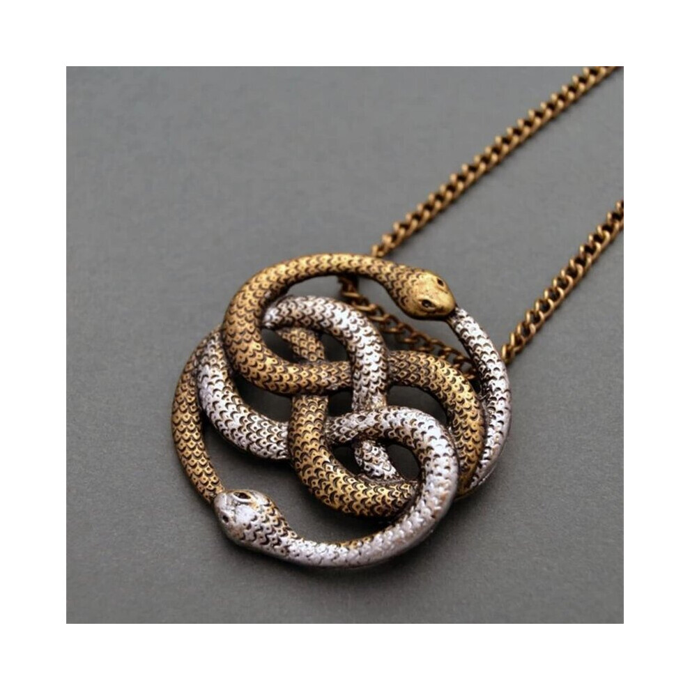 Auryn Infinite Snake Pendant Necklace Jewelry Women Men Snake Knot Ouroboros Chain Statement Necklace Accessories
