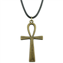 Big Ankh Cross Pendant Necklace Big Ankh Cross Wax Rope Chain Necklace Big Ankh Cross Leather Chain Necklace