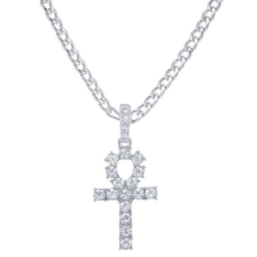 Men's Iced ANKH Cross Pendant & Tennis Chain – 14k Gold Plated, CZ Stones, Hip Hop Style Necklace