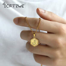 A-Z Letter Necklace Stainless Steel Chain Initial Pendant Necklaces For Women Letter Choker Necklace Birthday Jewelry Gift