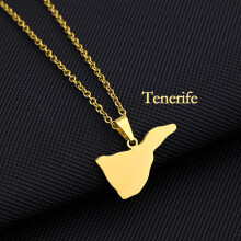 (Light Yellow Gold Color, 60cm) Spain Canary Islands Tenerife/Gran Canaria/Fuerteventura/La Palma/Lanzarote Pendant Necklaces Women Girl Stainless Steel Jewelry