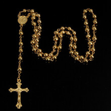 6MM iron bead rosary necklace, rosary necklace, cross pendant rose necklace,