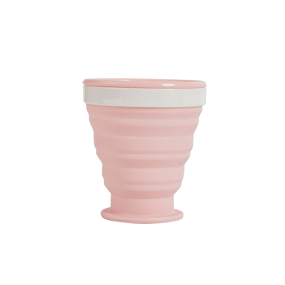 (a-Pink) 200Ml Silicone Folding Glass Camping Mug Portable Telescopic Coffee Cup Outdoor Water Cup Folding Water Bottle Drinkware