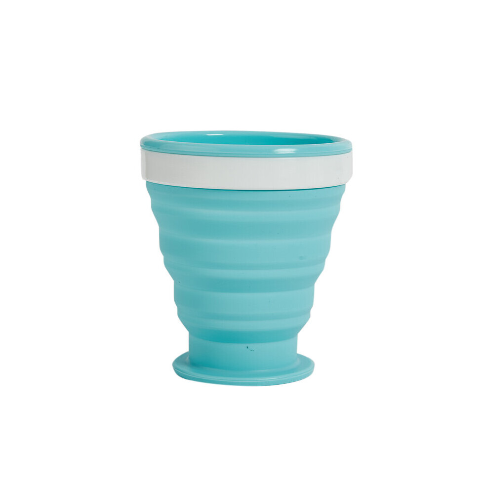 (a-Blue) 200Ml Silicone Folding Glass Camping Mug Portable Telescopic Coffee Cup Outdoor Water Cup Folding Water Bottle Drinkware