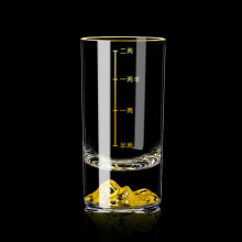 (a-C Two cups) Jinshan Erliang white wine cup, household creative gold foil wine pot, crystal wine dispenser with scale luxury wine set