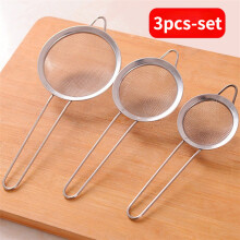 3pcs/set Stainless steel Wire Fine Mesh Oil Strainer Flour Colander Sieve Sifter Pastry Baking Tools kitchen accessories