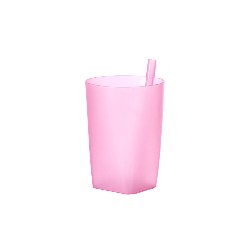 (A- 201-300Ml) Kid Children Infant Baby Sip Cup With Built In Straw Mug Drink Solid Fe Aa Ew Summer Cartoon Strawberry Straw Cup Plastic Pink Dechoicelife