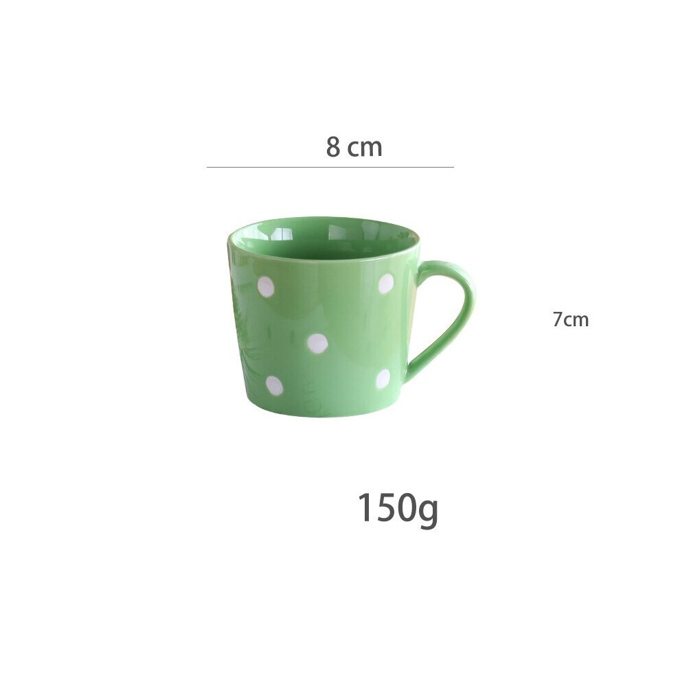 (a-Green) Best-selling Polka Dot Cup Cute Ceramic Cup Mug Creative Personality Trend Cup Household Milk Breakfast Coffee Cup